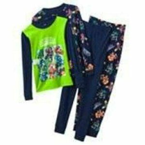 Boys Skylanders Pajamas 4 Swap Force Blue Green 4 Pc Long Sleeve Shirts & Pants